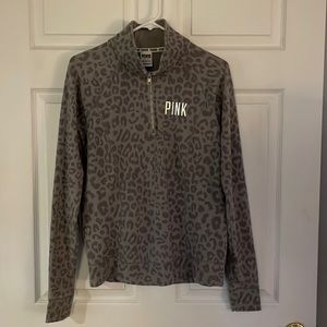 Victoria’s Secret Pink quarter zip multi gray zebra print, size large